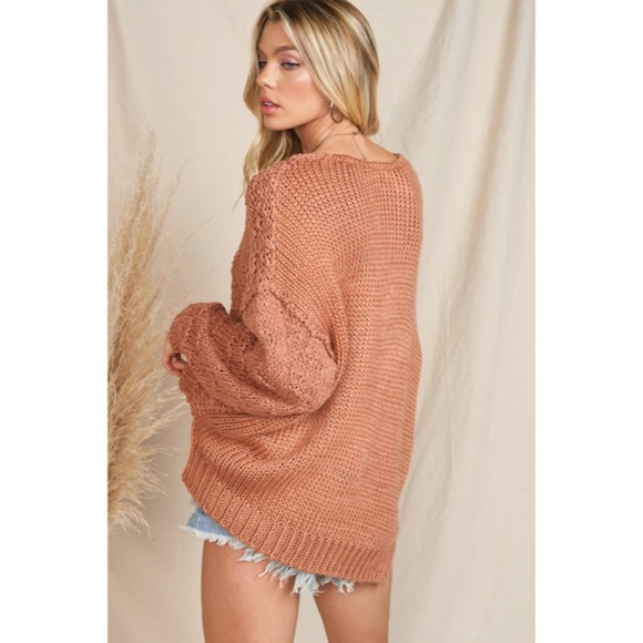 SOLD OUT Copper Pullover Textured Knit Long Sleeve Womens Casual Fall Winter - Picture 9 of 9